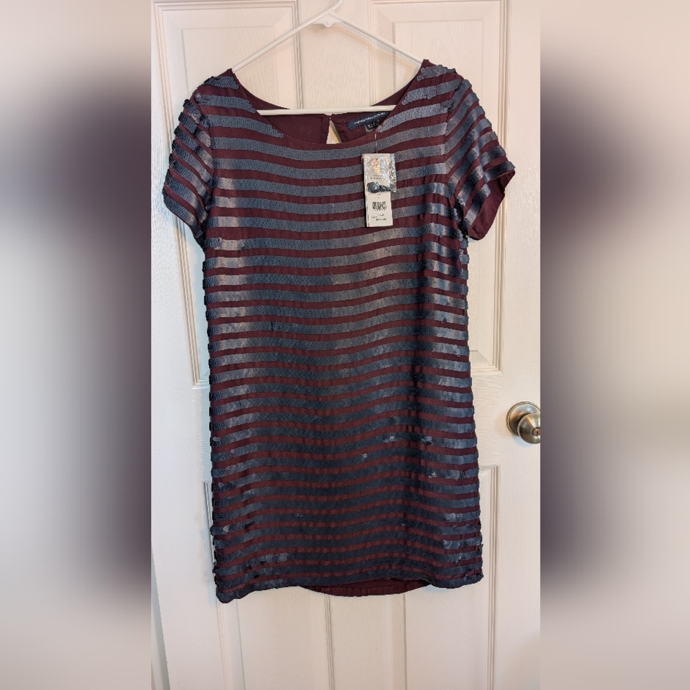 French Connection Burgundy and Blue Sequin Dress